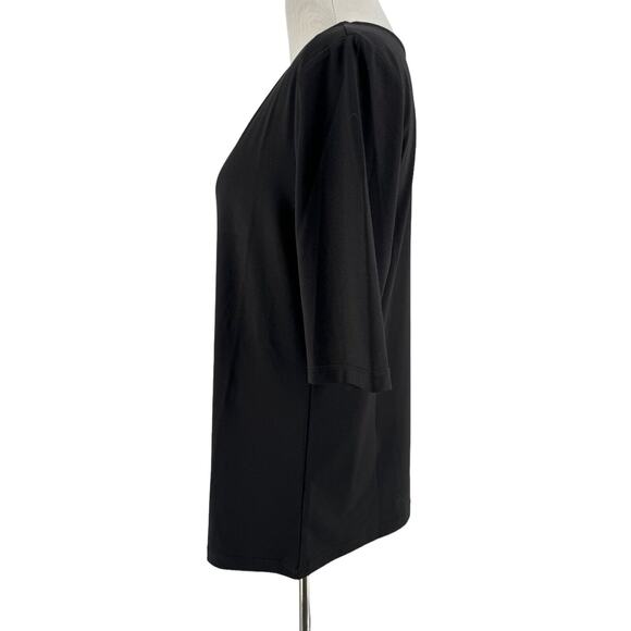 Susan Graver Essentials Black Butterknit Elbow Sleeve Bateau Neck Top Size Small - Picture 2 of 6